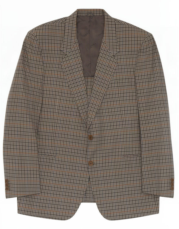Jaqueta blazer masculina Pierre Cardin com 2 botões Reino Unido 40 grande algodão xadrez cinza