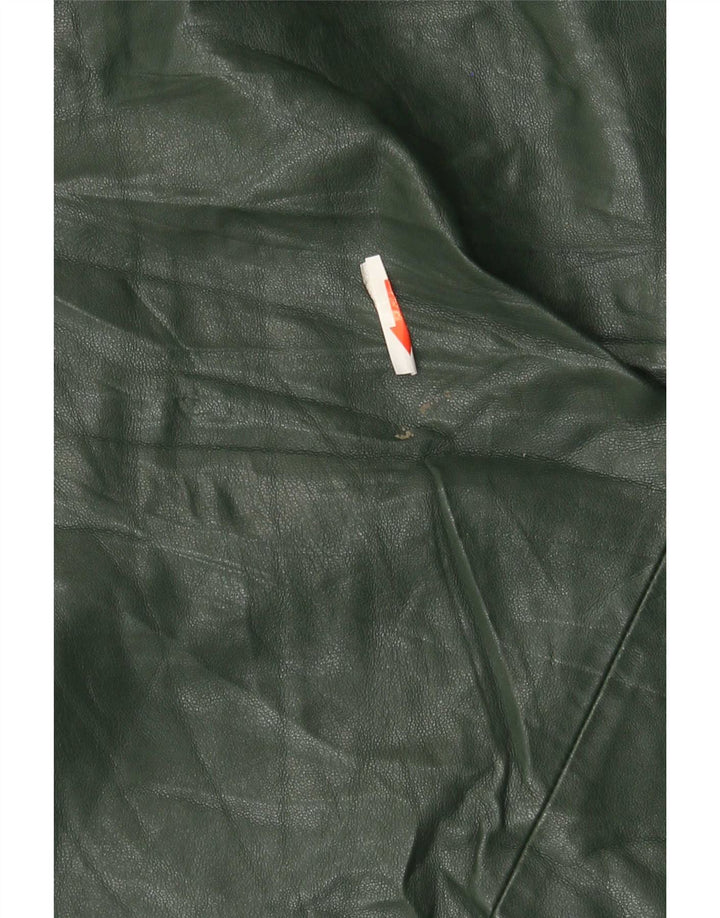 Zara Top feminino de couro sintético com um ombro Reino Unido 12 poliuretano verde médio