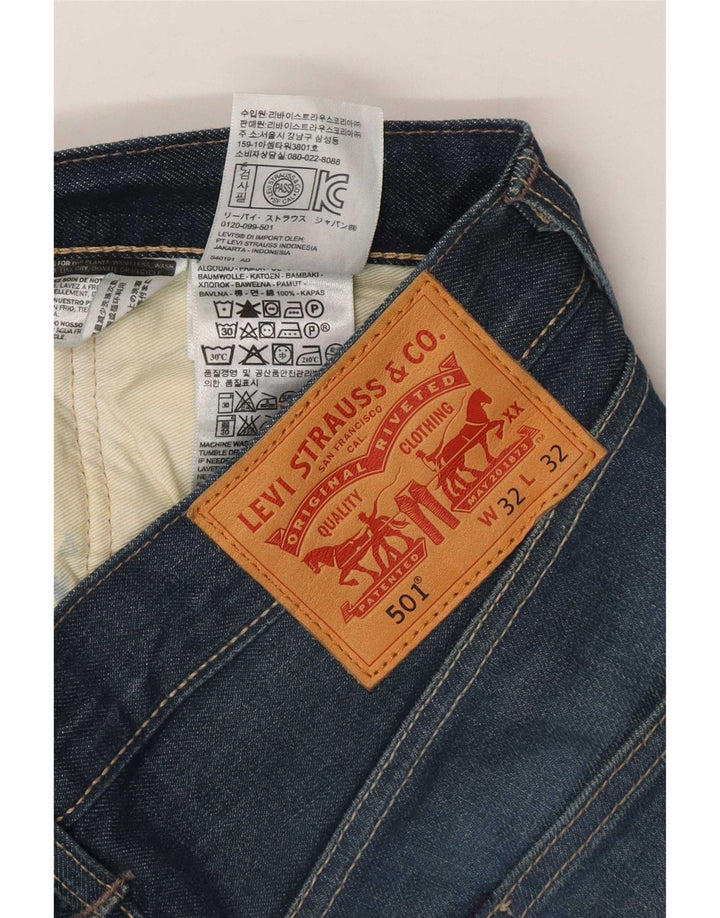 Levi's Masculino 501 Straight Jeans W32 L32 Azul Algodão