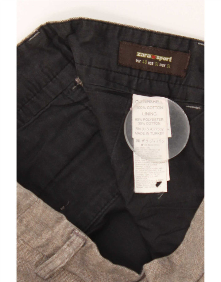Zara Mens Straight Chino Calças EU 40 Médio W31 L30 Cinza Poliéster