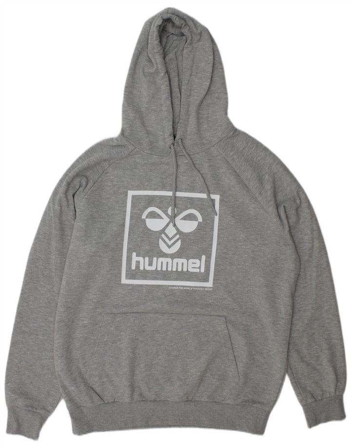 Hummel moletom masculino com capuz gráfico XL poliéster manchado cinza