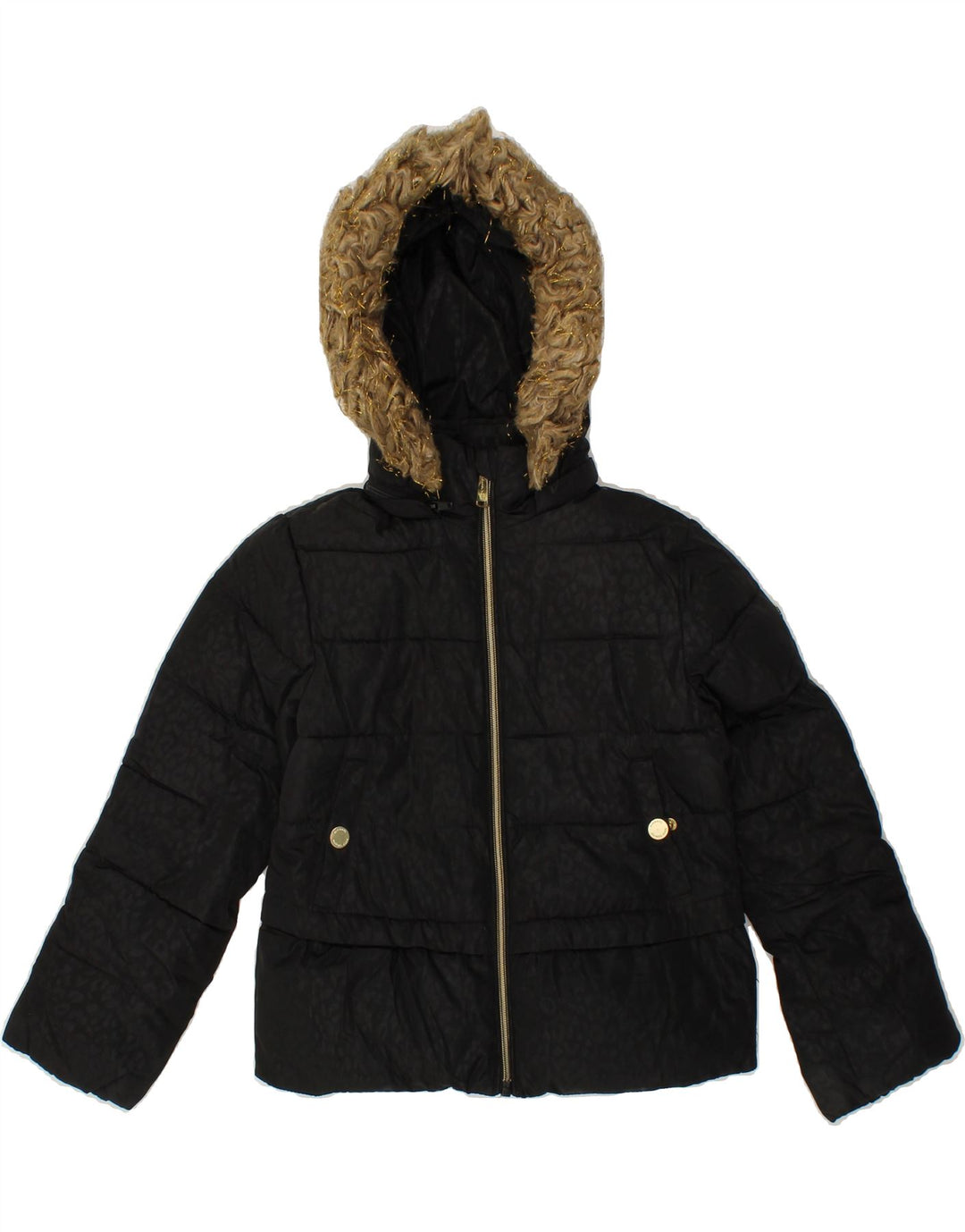 MICHAEL KORS Girls Hooded Padded Jacket 5-6 Years Black Polyester Vintage Michael Kors and Second-Hand Michael Kors from Messina Hembry 