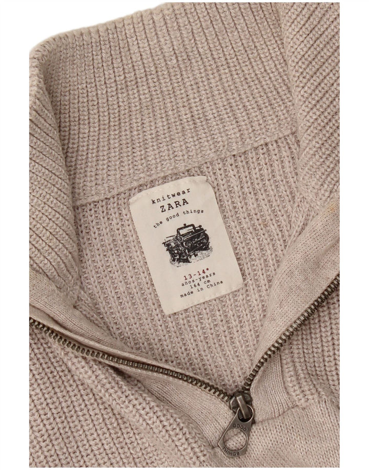 Suéter Zara Boys com zíper e gola 13-14 anos bege