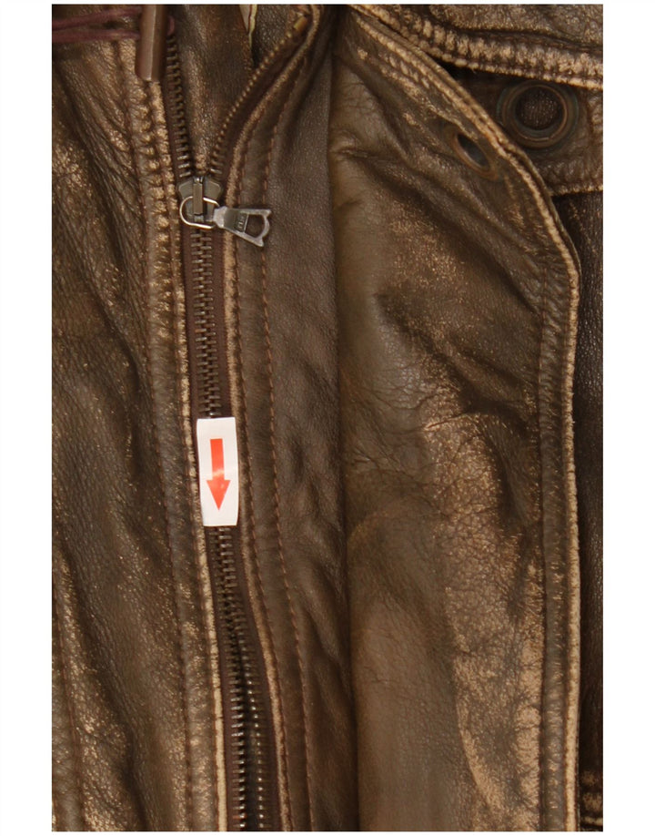 Jaqueta de couro masculina vintage IT 50 grande couro marrom
