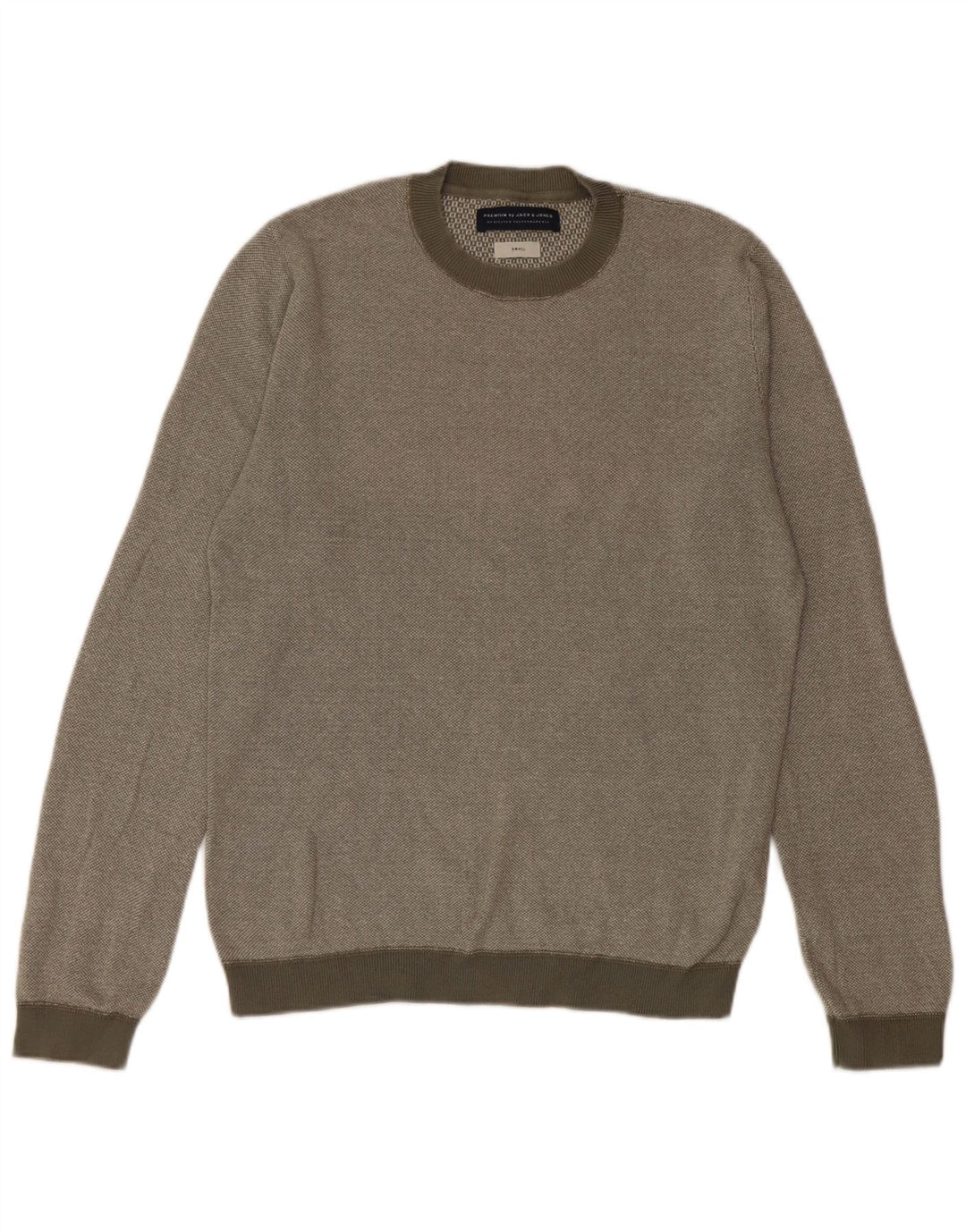 Suéter masculino Jack & Jones com gola redonda e algodão cáqui pequeno