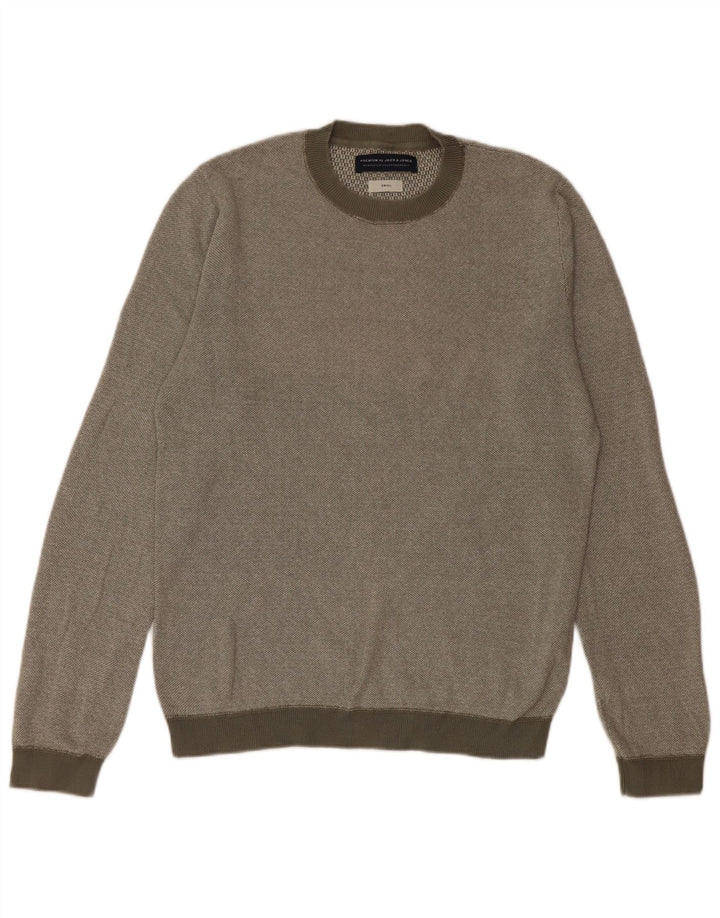 Suéter masculino Jack & Jones com gola redonda e algodão cáqui pequeno