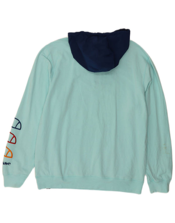 ELLESSE moletom com capuz gráfico masculino XL turquesa colorblock algodão
