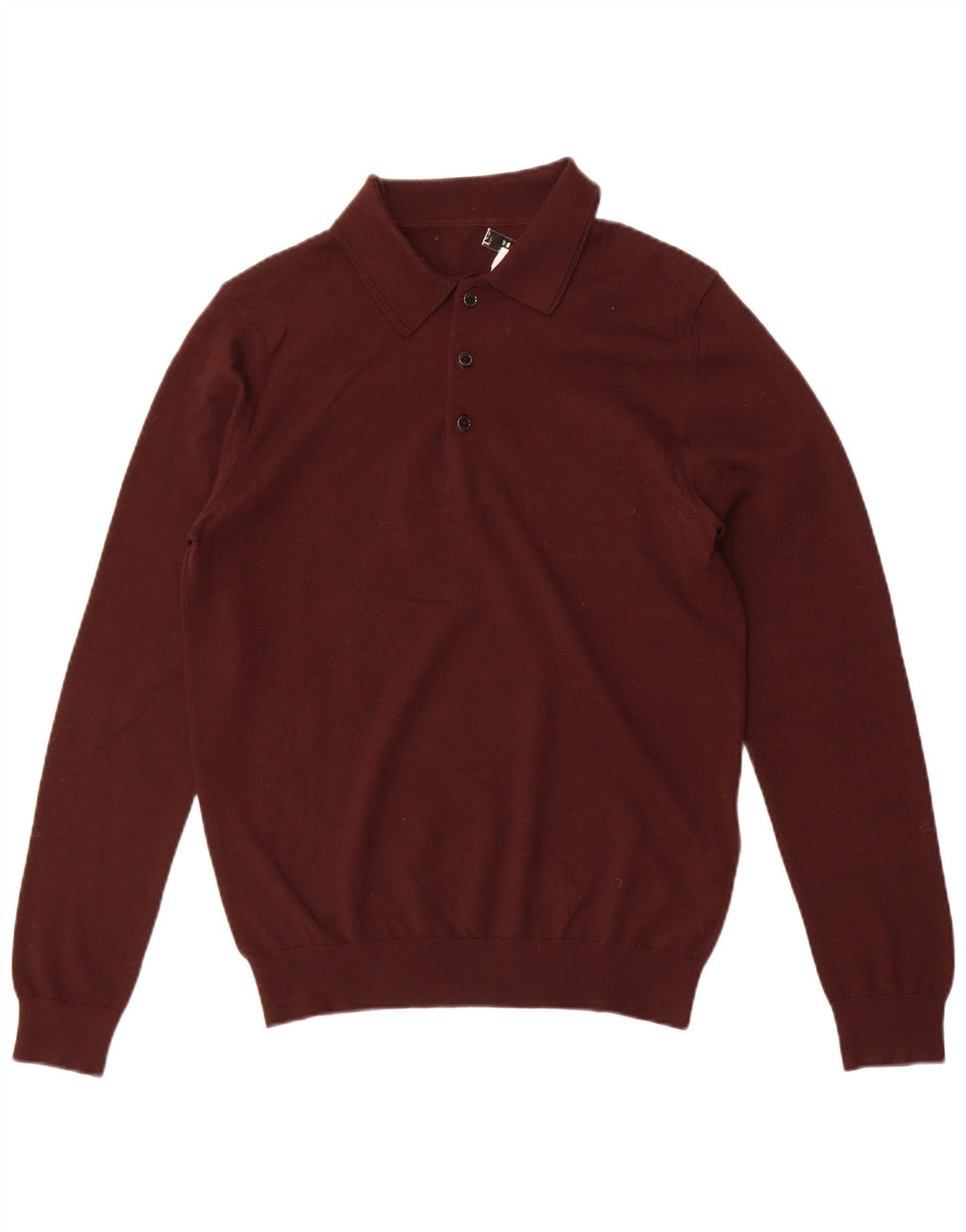 Suéter masculino Reiss com gola polo e lã merino marrom médio