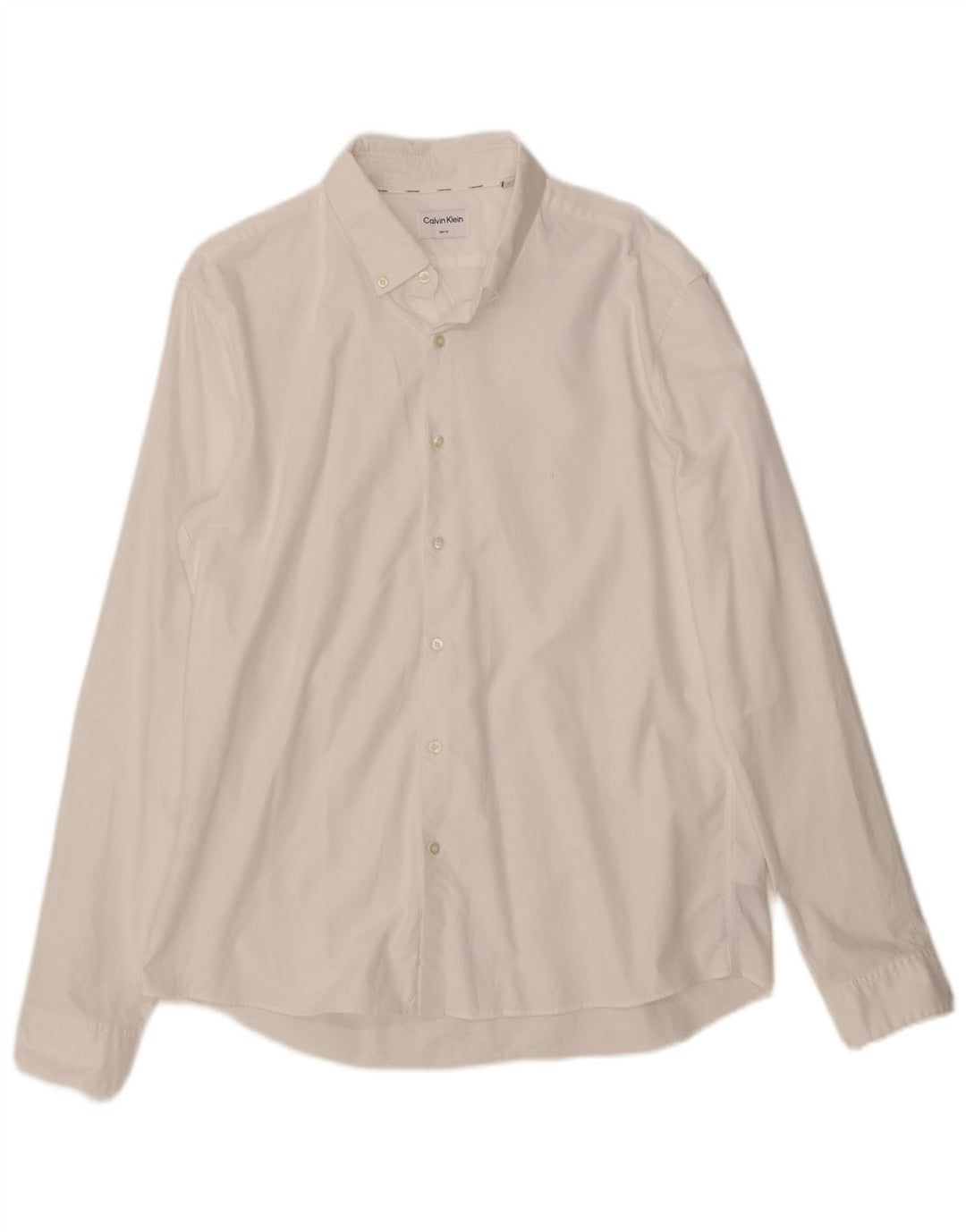 Camisa masculina CALVIN KLEIN Slim Fit tamanho 43 grande algodão branco