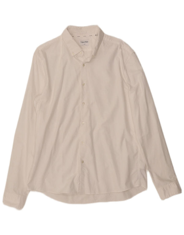 CALVIN KLEIN Mens Slim Fit Shirt Size 43 Large White Cotton