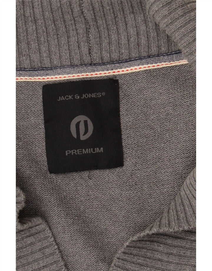 Suéter cardigã masculino JACK & JONES pequeno cinza