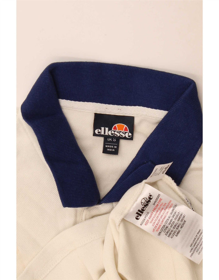 Camisa polo masculina Ellesse pequena de algodão off white