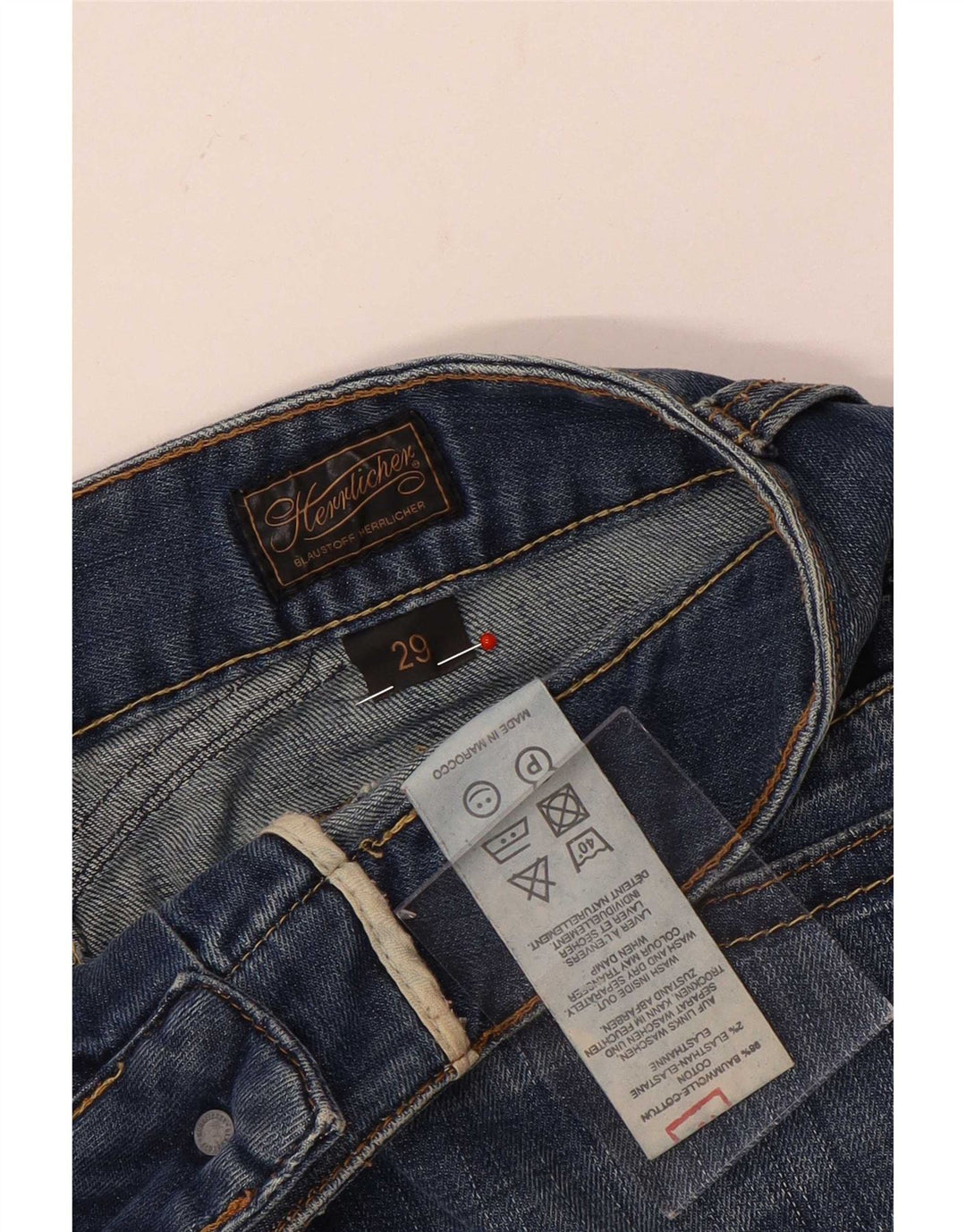 Herrlicher Mini saia jeans feminina cintura baixa W29 algodão azul médio
