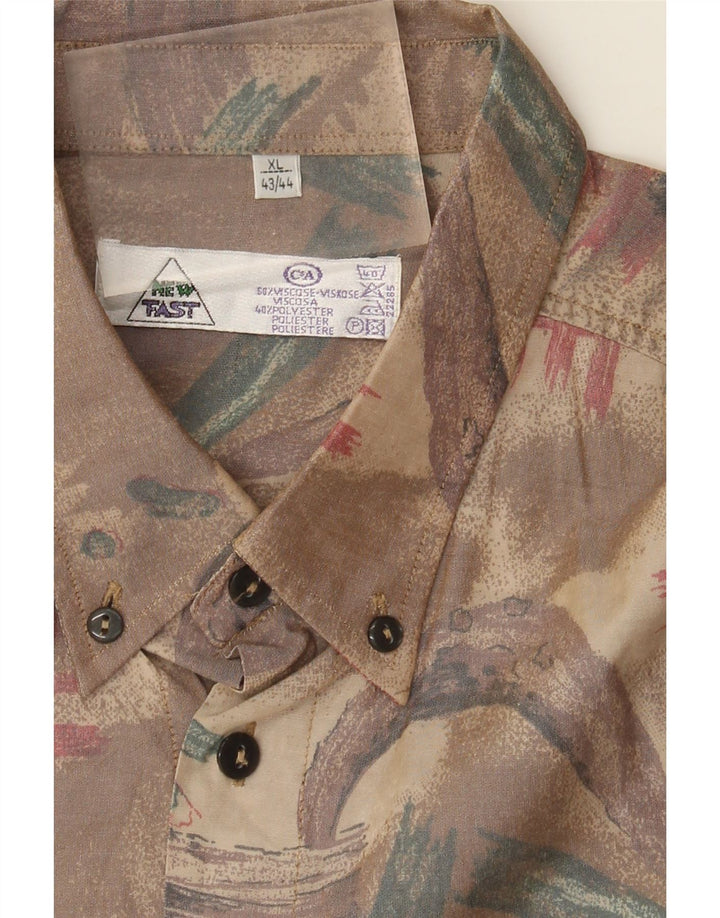 Novo Rápido masculino padrão abstrato camisa de manga curta tamanho 43/44 xl marrom