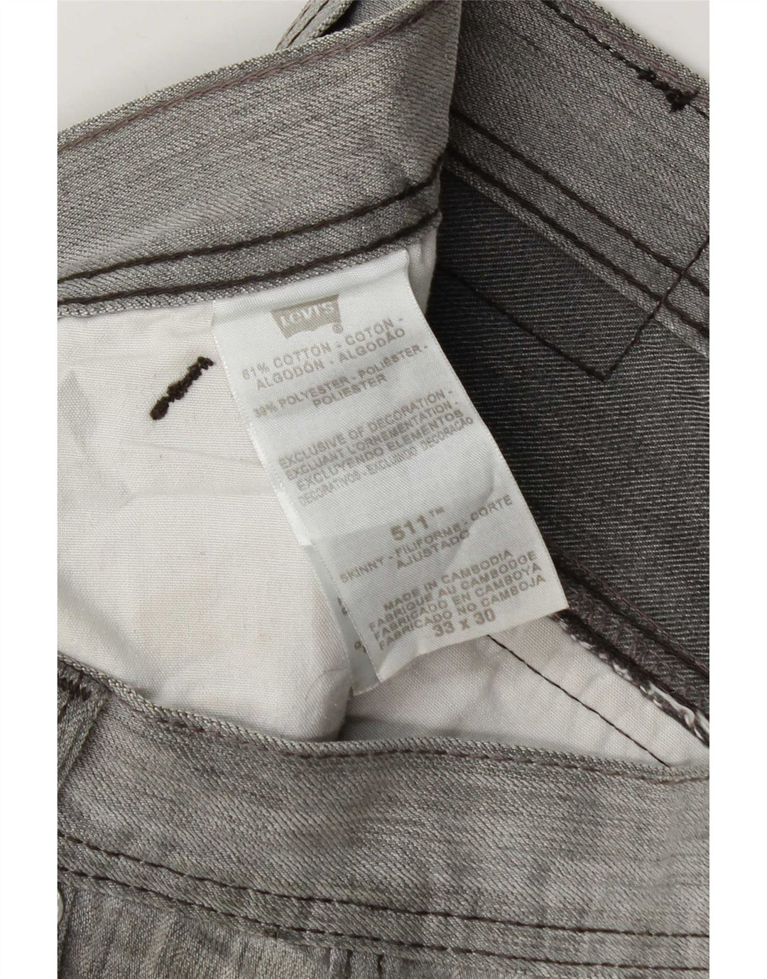 Levi's Masculino 511 Slim Jeans W33 L30 Cinza Flecked Algodão