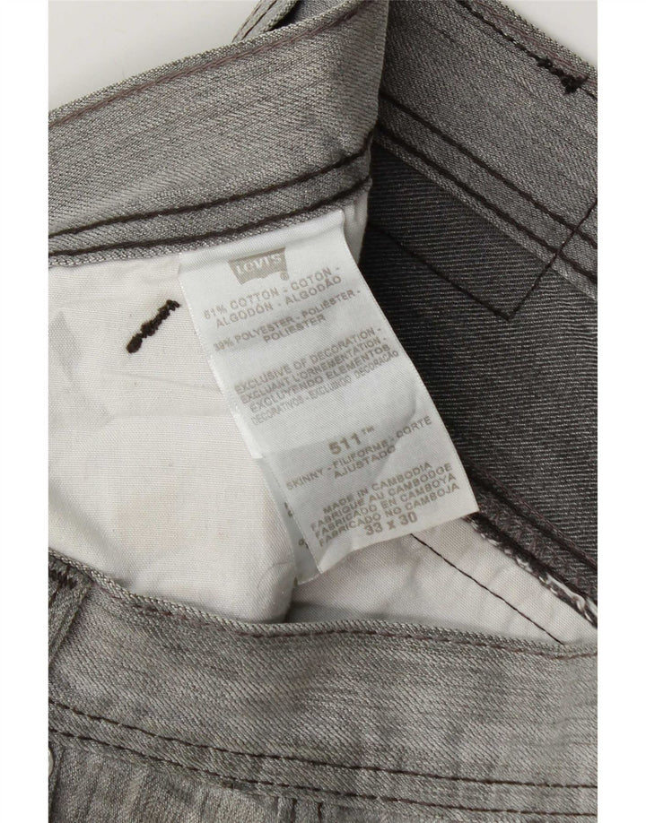 Levi's Masculino 511 Slim Jeans W33 L30 Cinza Flecked Algodão