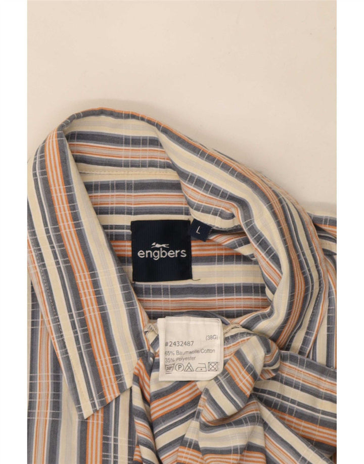 Engbers Camisa masculina de manga curta grande algodão listrado multicolorido
