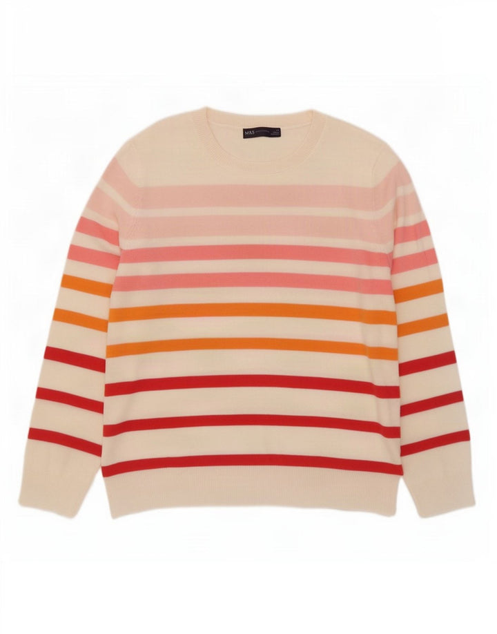 Suéter feminino Marks & Spencer com gola canoa Reino Unido 14 grande multicolorido