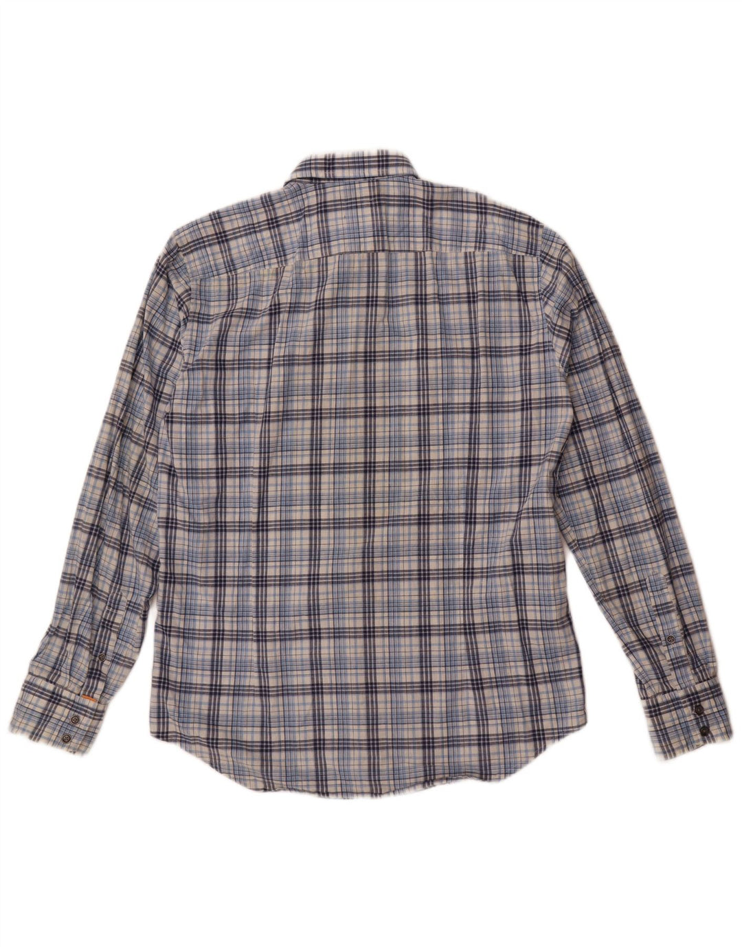 Camisa masculina Hugo Boss grande algodão xadrez azul