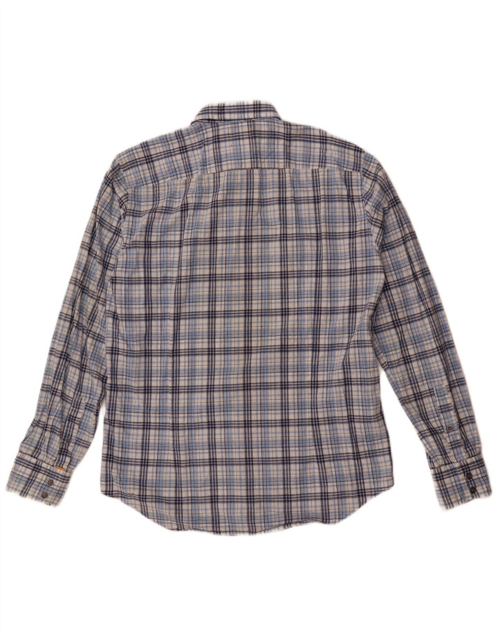 Camisa masculina Hugo Boss grande algodão xadrez azul