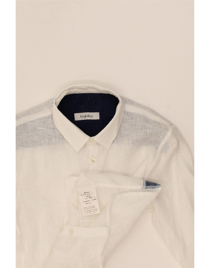 BYBLOS Boys Shirt 9-10 Years White Linen Vintage Byblos and Second-Hand Byblos from Messina Hembry 