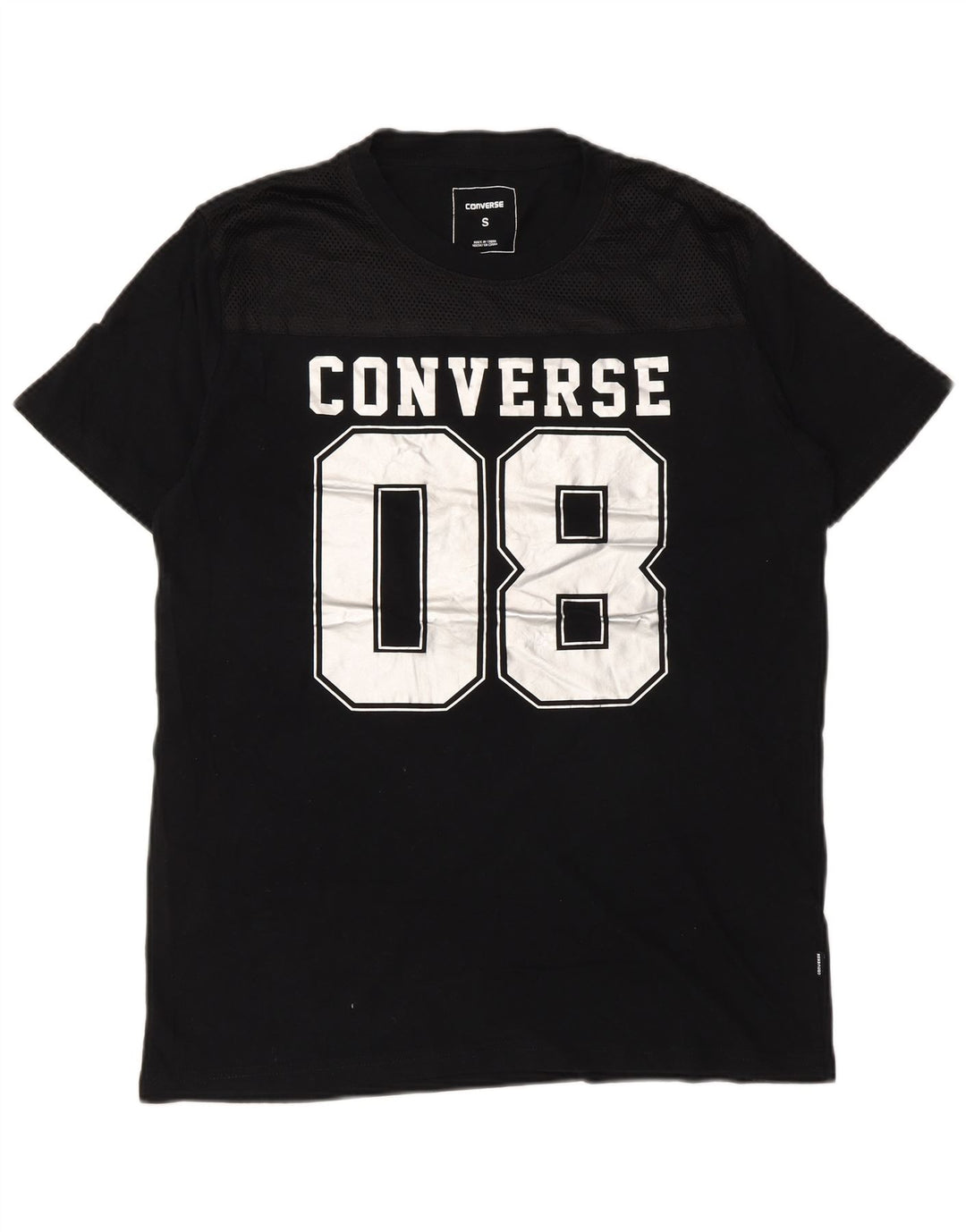 Converse Mens Graphic T-Shirt Top Pequeno Algodão Preto