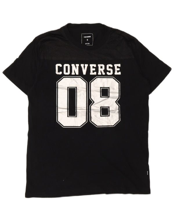 Converse Mens Graphic T-Shirt Top Pequeno Algodão Preto