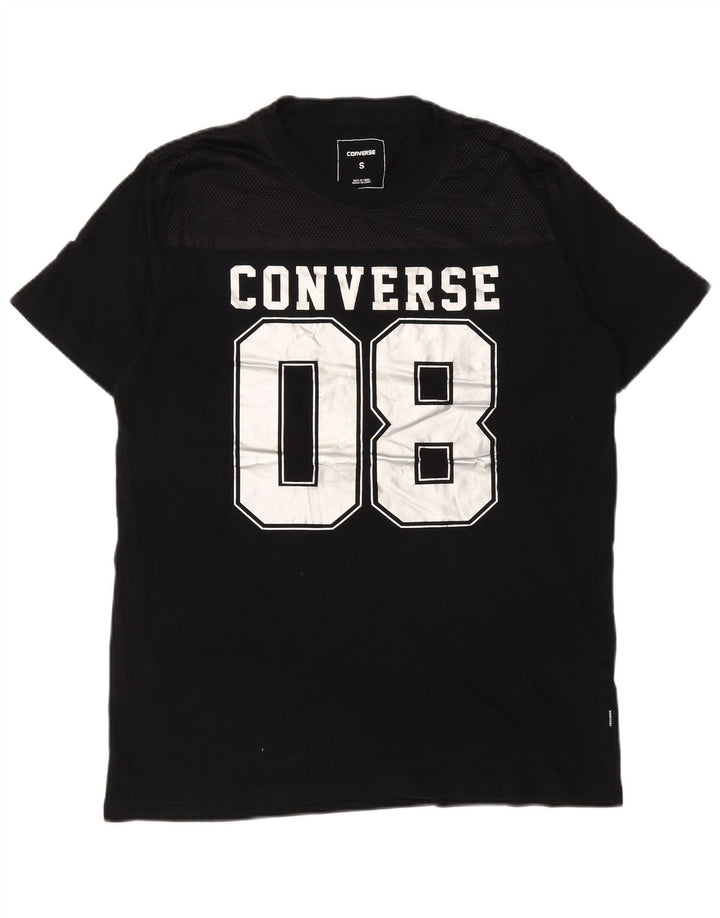 Converse Mens Graphic T-Shirt Top Pequeno Algodão Preto