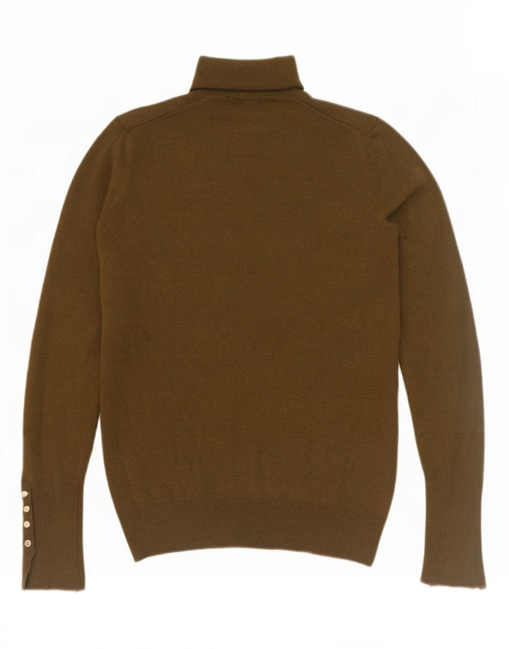 Zara Suéter feminino com gola redonda e gola redonda, Reino Unido 10 pequeno cáqui