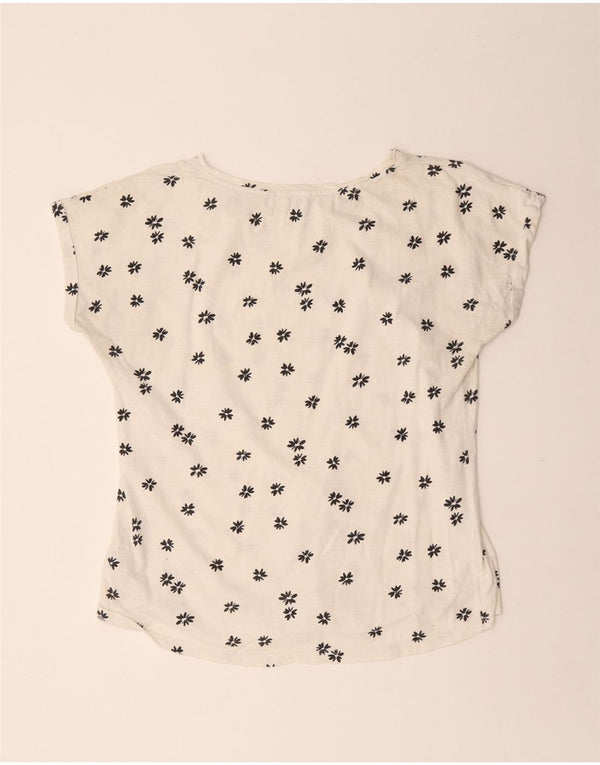 Camiseta feminina Fat Face Top UK 14 grande algodão floral branco
