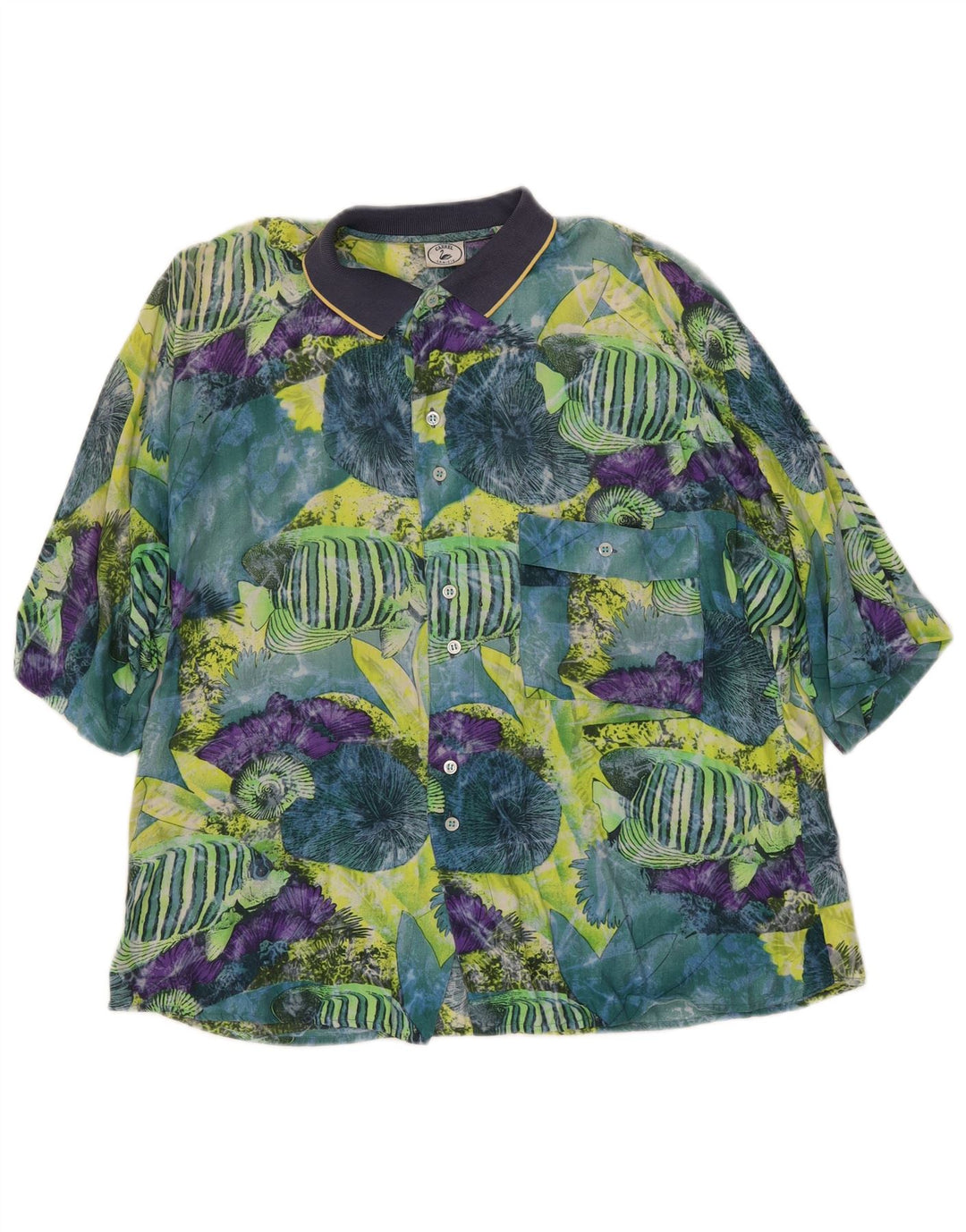 CARREL Camisa masculina de manga curta com padrão abstrato pequena multicolorida