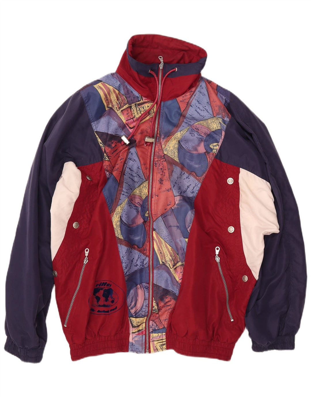 Jaqueta masculina VINTAGE com agasalho gráfico 2XL azul marinho bloco colorido