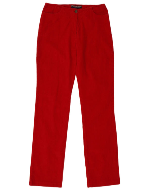 Calça feminina reta de veludo Diana US 2 XS W26 L32 algodão vermelho