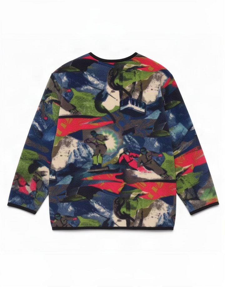 Jaqueta de lã gráfica masculina vintage UK 42 XL multicolorida