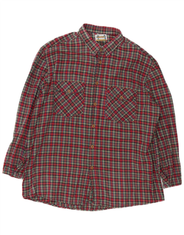 Camisa masculina vintage de flanela XL xadrez vermelho