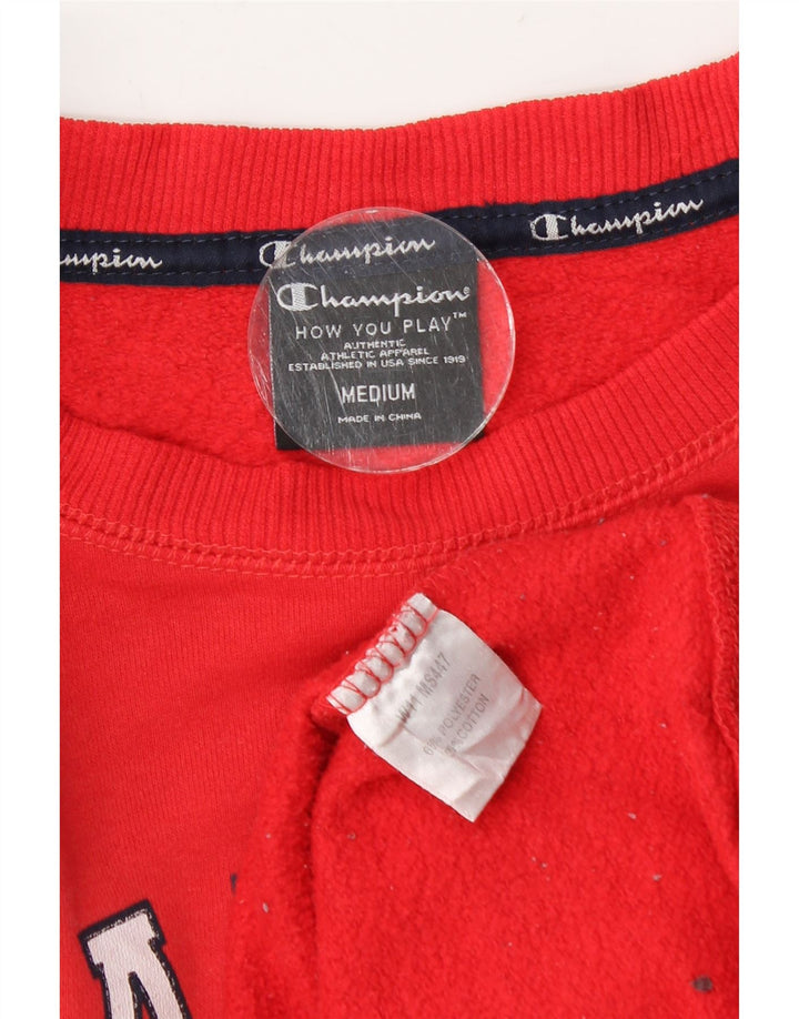 Champion masculino gráfico moletom jumper médio poliéster vermelho