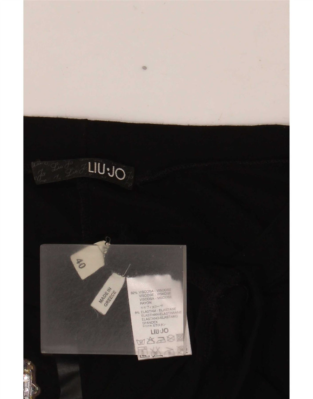 Liu Jo Top gráfico feminino Batwing manga 3/4 IT 40 Viscose preta pequena