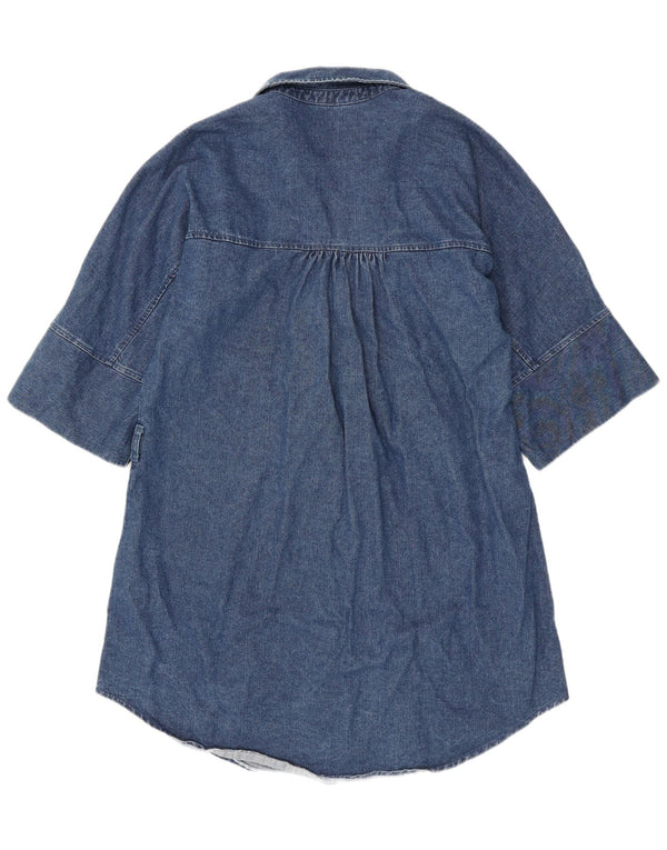 Vestido camisa jeans feminino Zara Reino Unido 14 algodão azul médio