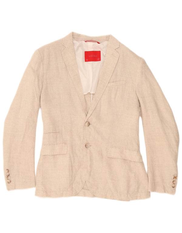 Jaqueta blazer masculina Zara com 2 botões UE 46 pequena bege