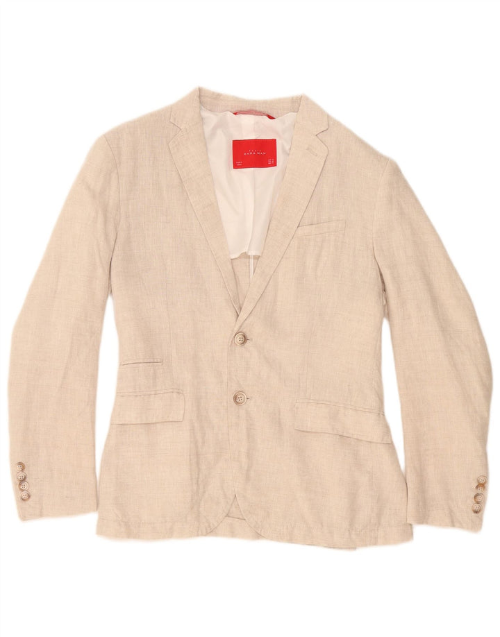 Jaqueta blazer masculina Zara com 2 botões UE 46 pequena bege