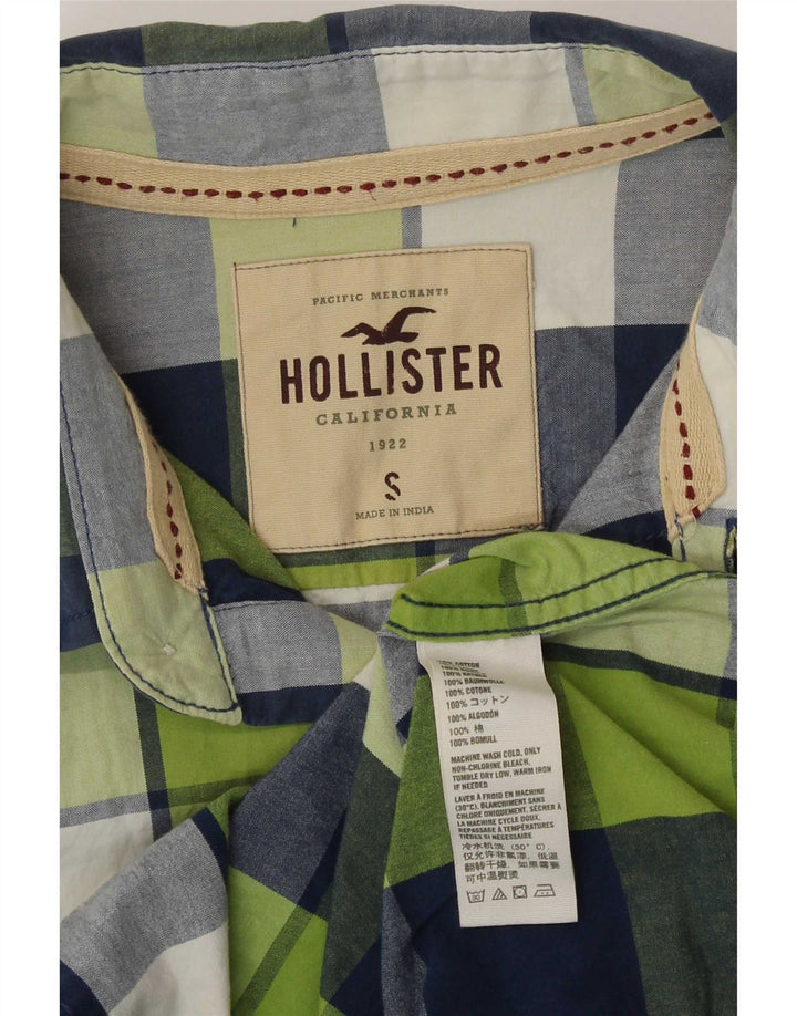 Camisa masculina Hollister pequena xadrez multicolorida de algodão