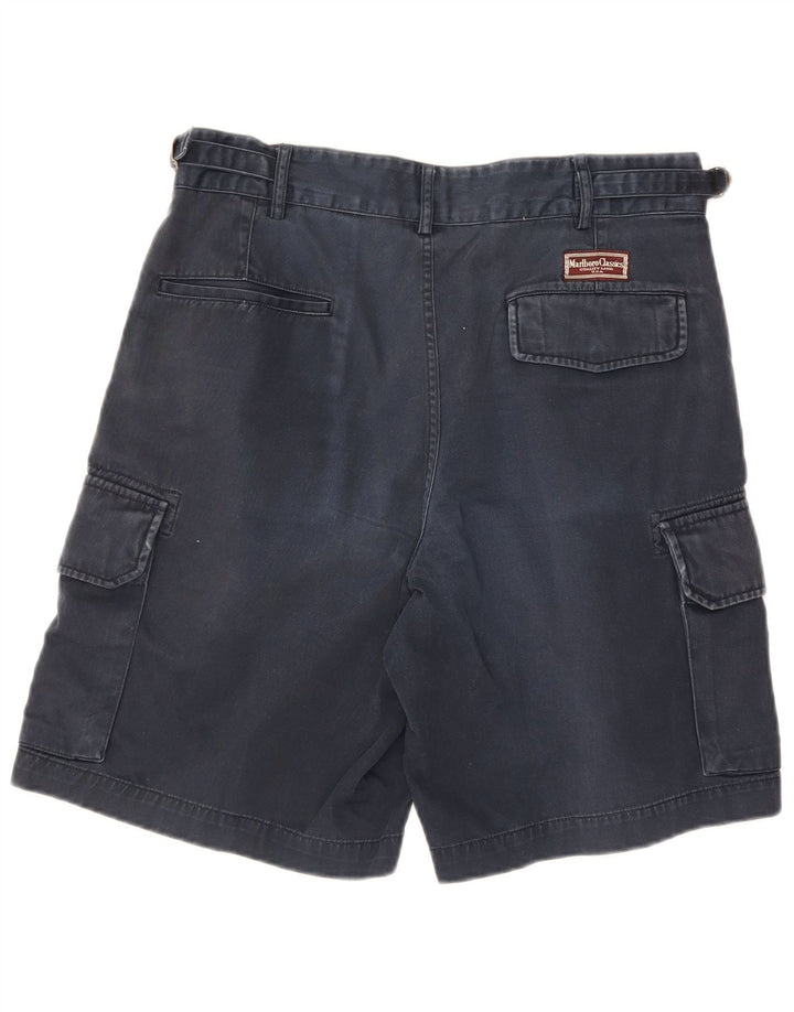 Marlboro Classics Mens Cargo Shorts EU 48 Médio W32 Azul Marinho Algodão