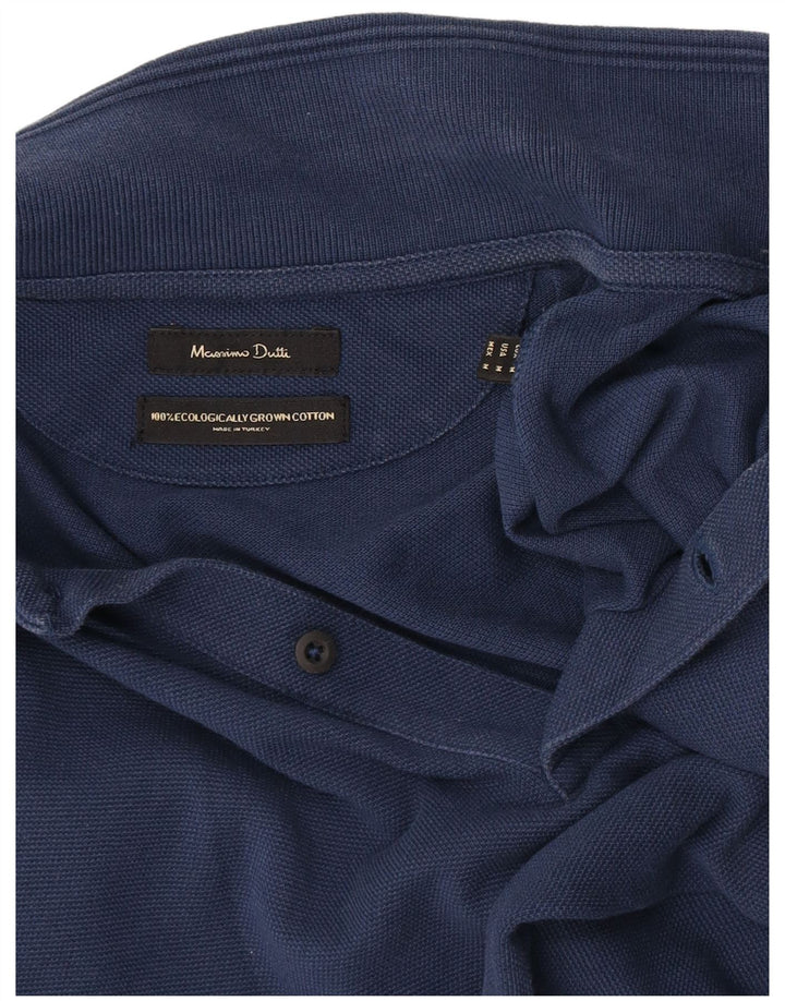 Camisa polo masculina Massimo Dutti médio algodão azul marinho