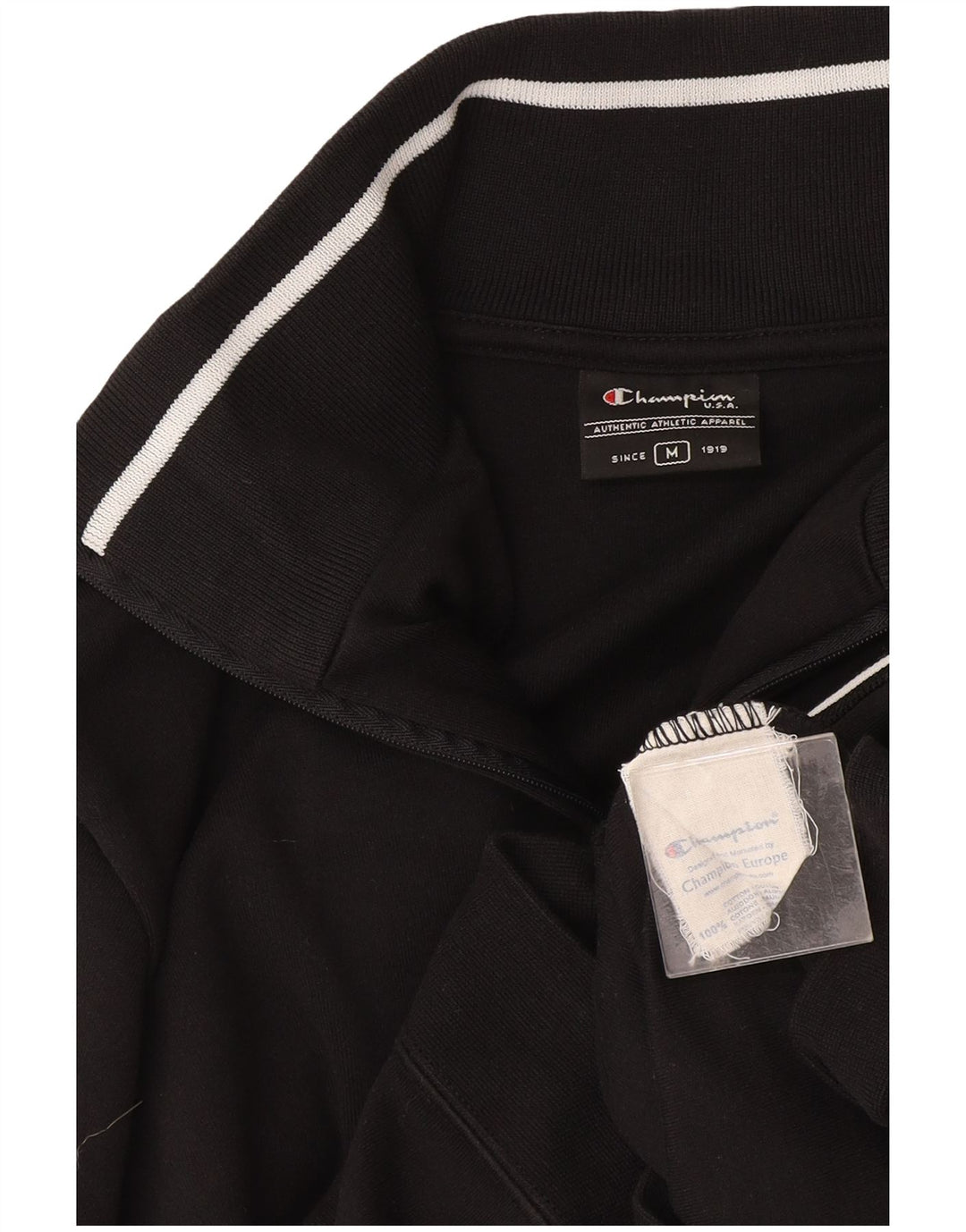 Champion Womens Tracksuit Top Jacket UK 14 Médio Algodão Preto