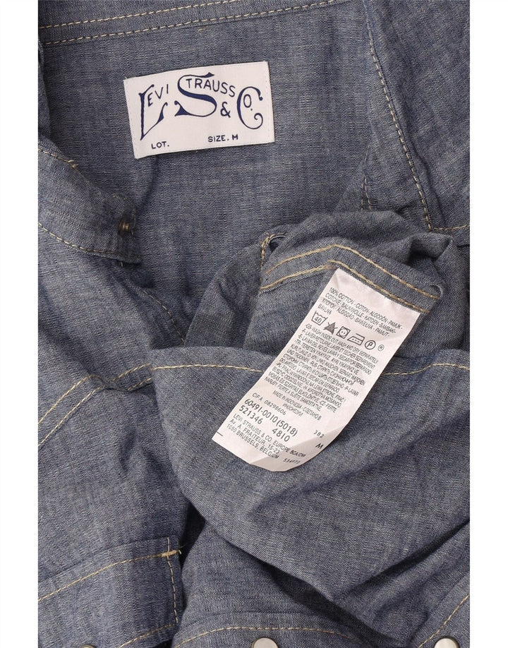 Camisa masculina Levi's de algodão manchado azul médio