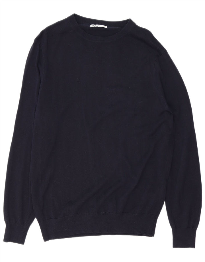 Suéter masculino ZARA com gola redonda e lyocell azul marinho médio