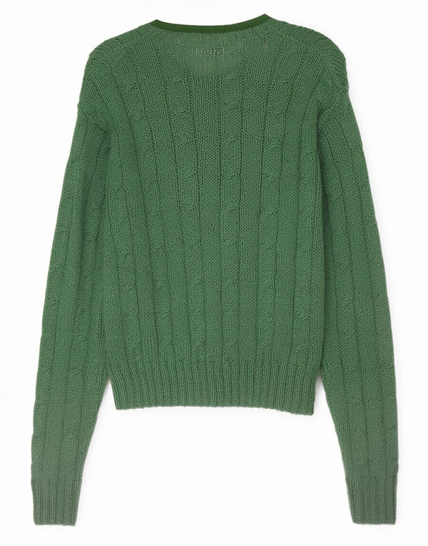 Suéter cardigã vintage feminino UK 16 verde grande