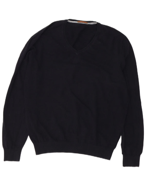 Suéter masculino Massimo Dutti com decote em V XL azul marinho algodão