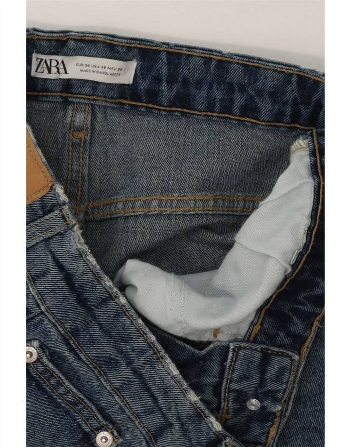 Zara Mens Denim Shorts EU 38 Pequeno W30 Azul