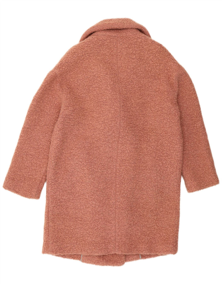 Topshop casaco feminino oversized com peito duplo Reino Unido 10 lã rosa pequena